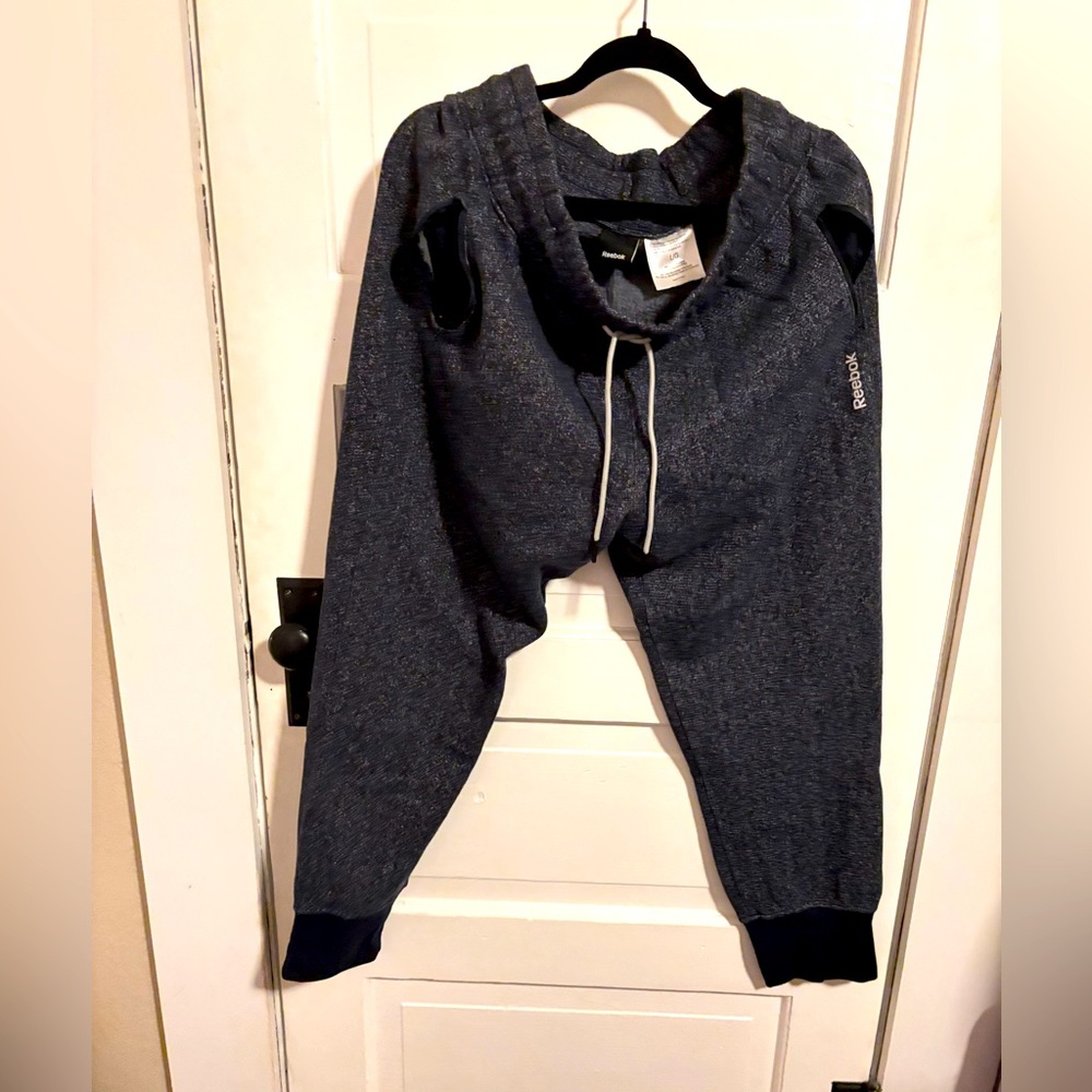 Reebok Dark Blue Sweatpants with White Accents